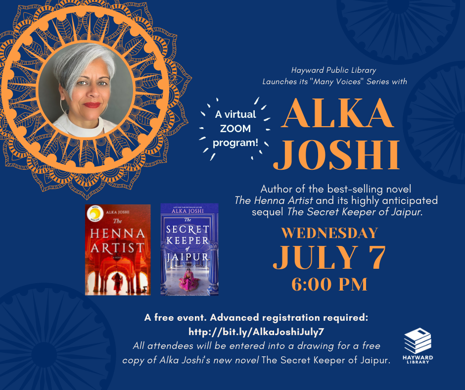 Alka Joshi July 7 Zoom Event graphic
