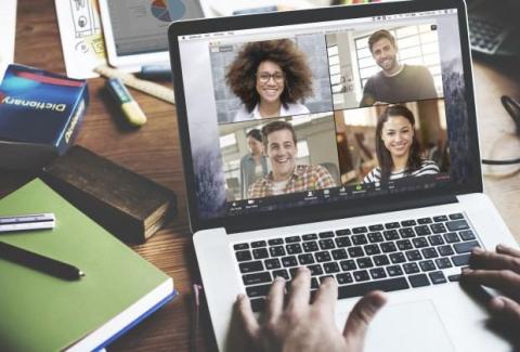 English Conversation Circles on Zoom on a laptop computer