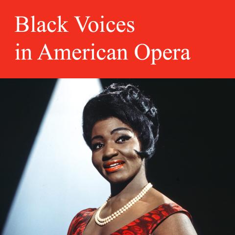 Famed opera singer Grace Bumbry wearing pearls and a red dress