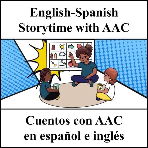english-spanish storytime with aac with kids sitting in a circle