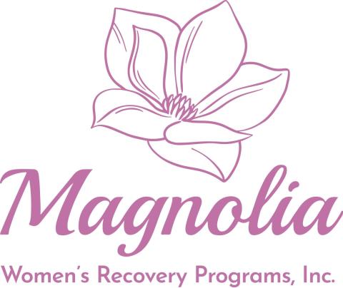 Purple flower logo with text that says "Magnolia Women's Recovery Programs Incorporated".