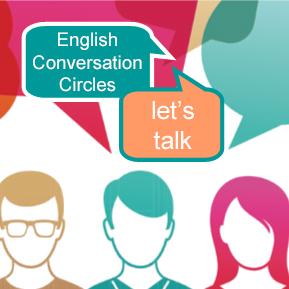 image of colorful faces and word bubbles that reads "Let's talk"