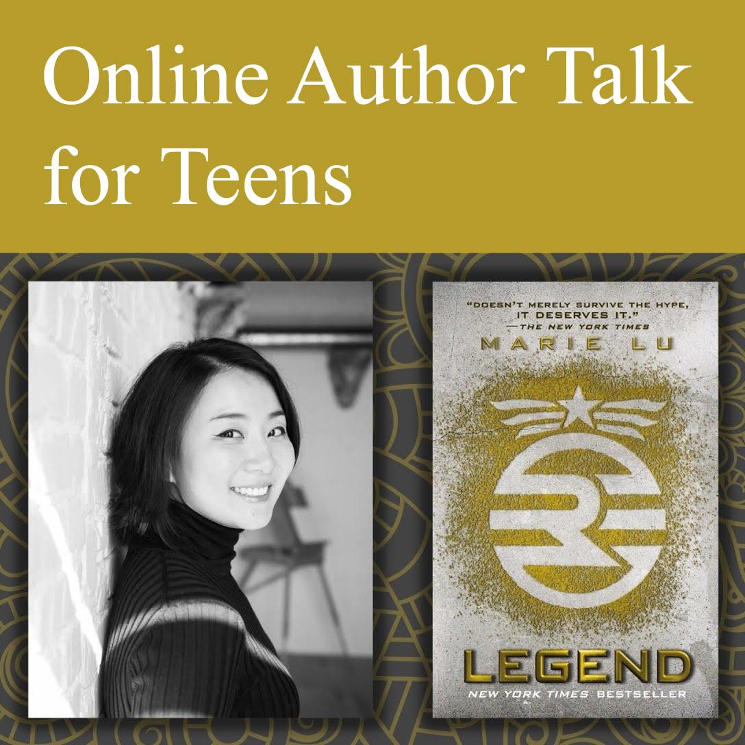 Author Marie Lu and the cover of her book, Legend