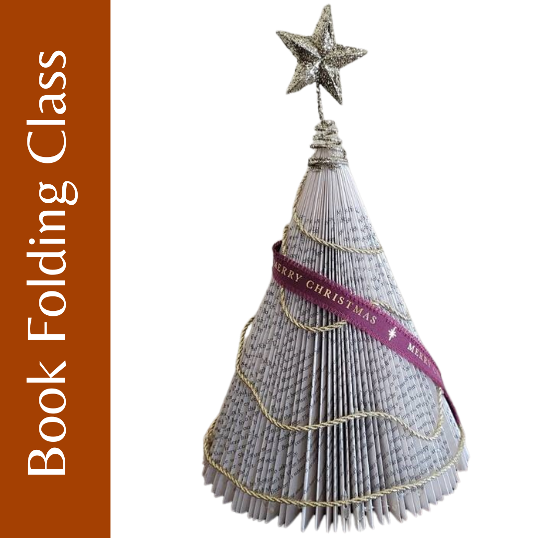 image of book folded into a Christmas tree