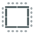 Circle of rectangular tables with surrounding chairs